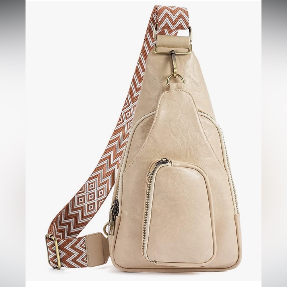 ☀️ 3/$15 Sling Bag Vegan Leather Crossbody Bag Sling Belt Bag Backpack Sand